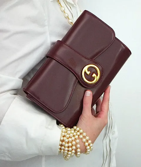 Authentic Gucci Burgundy Classic Clutch