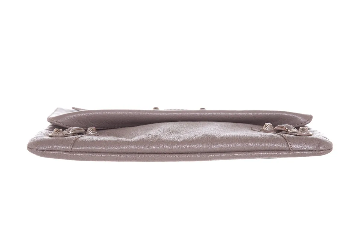 Balenciaga Classic Studs Taupe Envelope Clutch