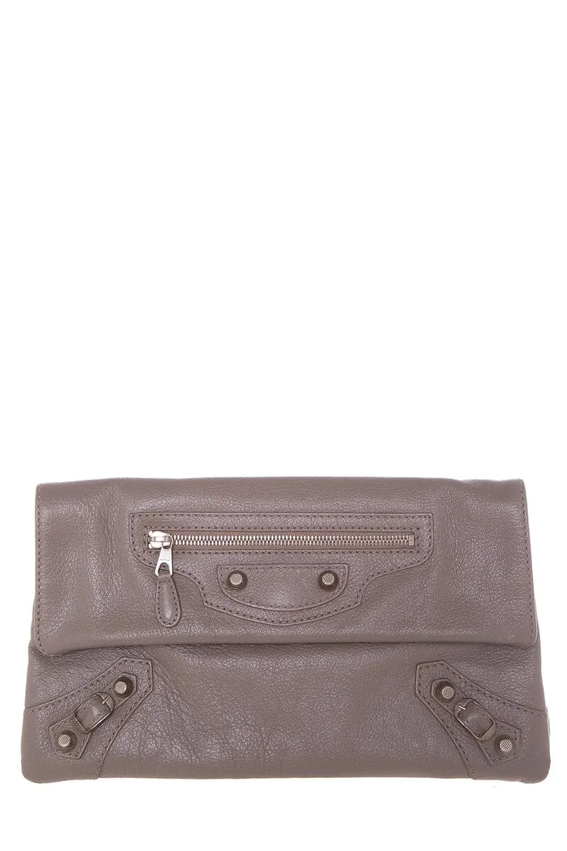 Balenciaga Classic Studs Taupe Envelope Clutch