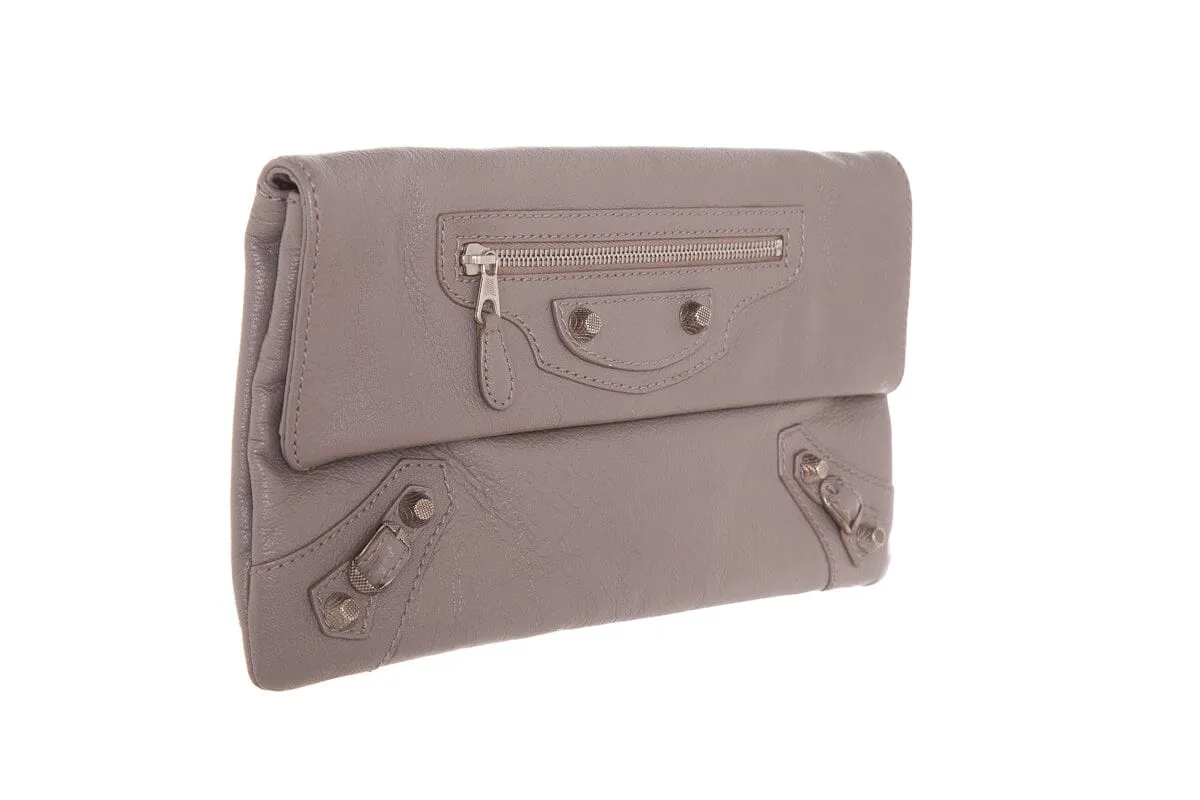 Balenciaga Classic Studs Taupe Envelope Clutch