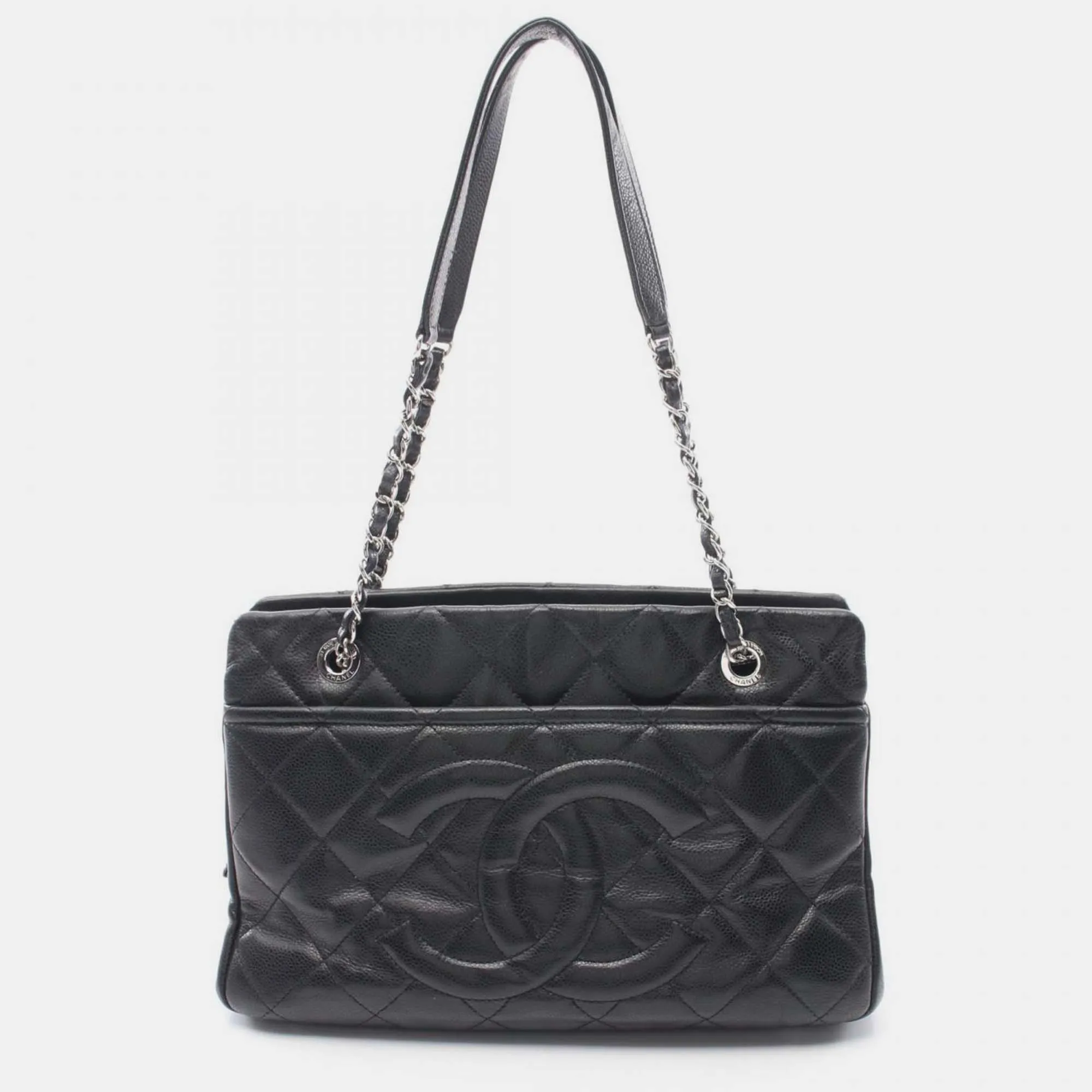 Black Caviar Skin Matelasse Tote Bag