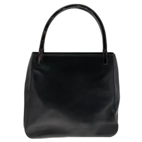 Black Leather Acrylic Handle Tote