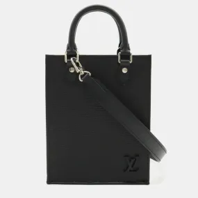 Black Leather Petite Sac Plat Tote Bag