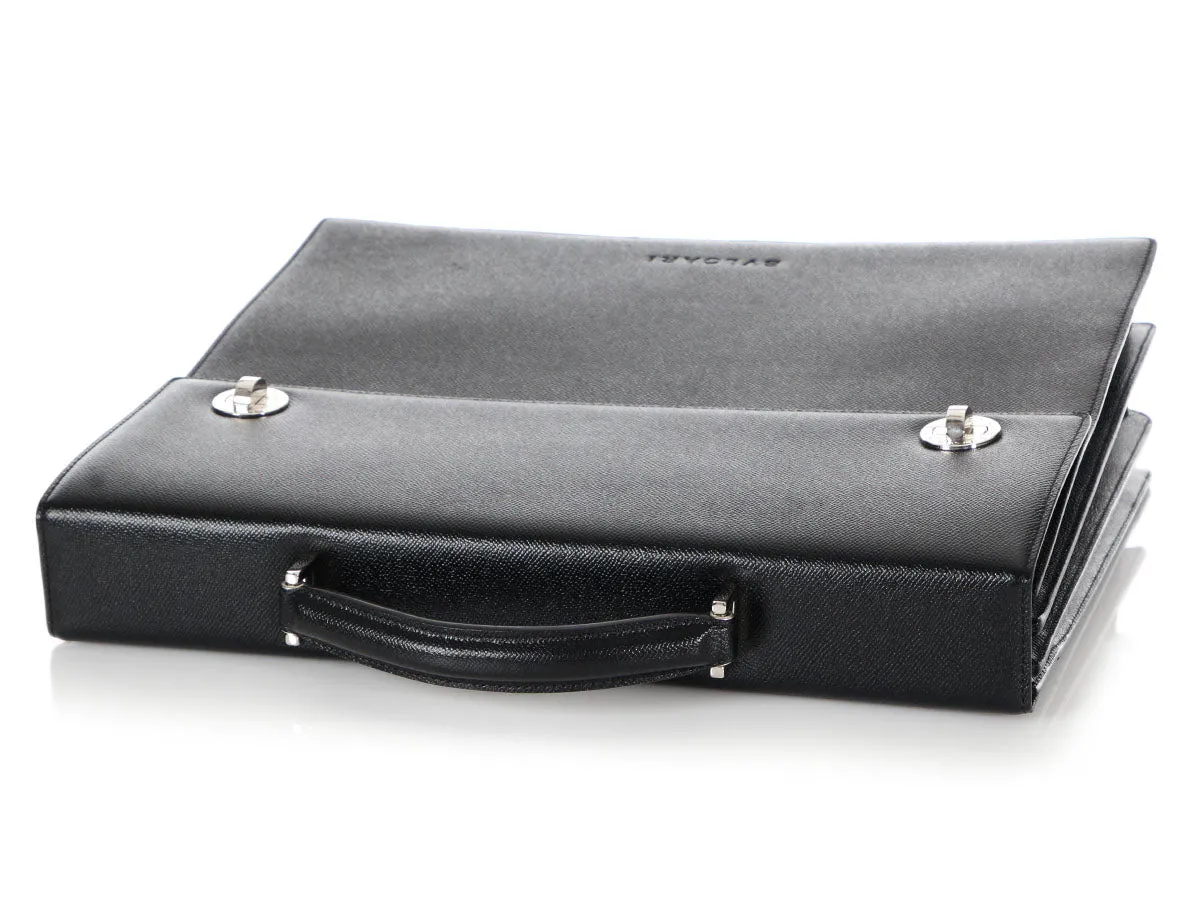 Bulgari Black Triple Gusset Briefcase