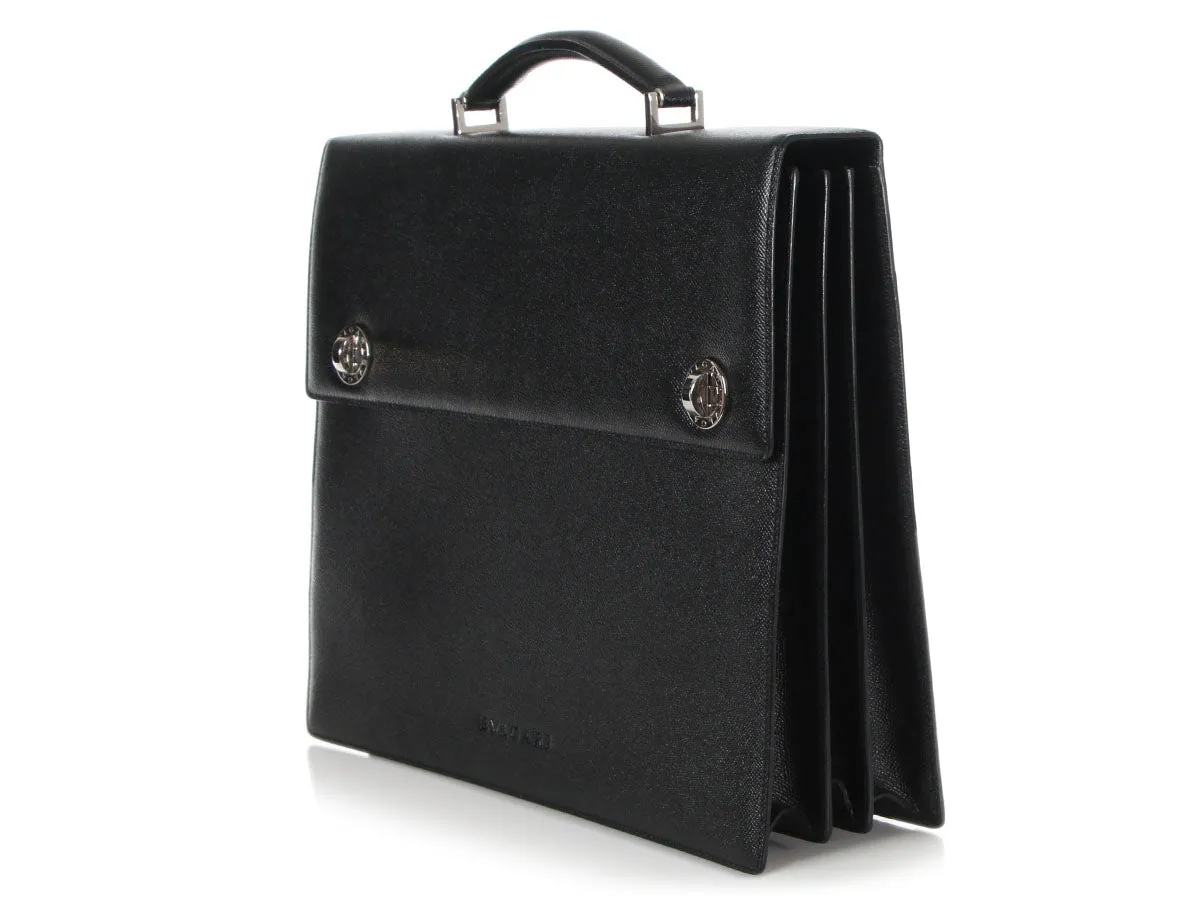 Bulgari Black Triple Gusset Briefcase