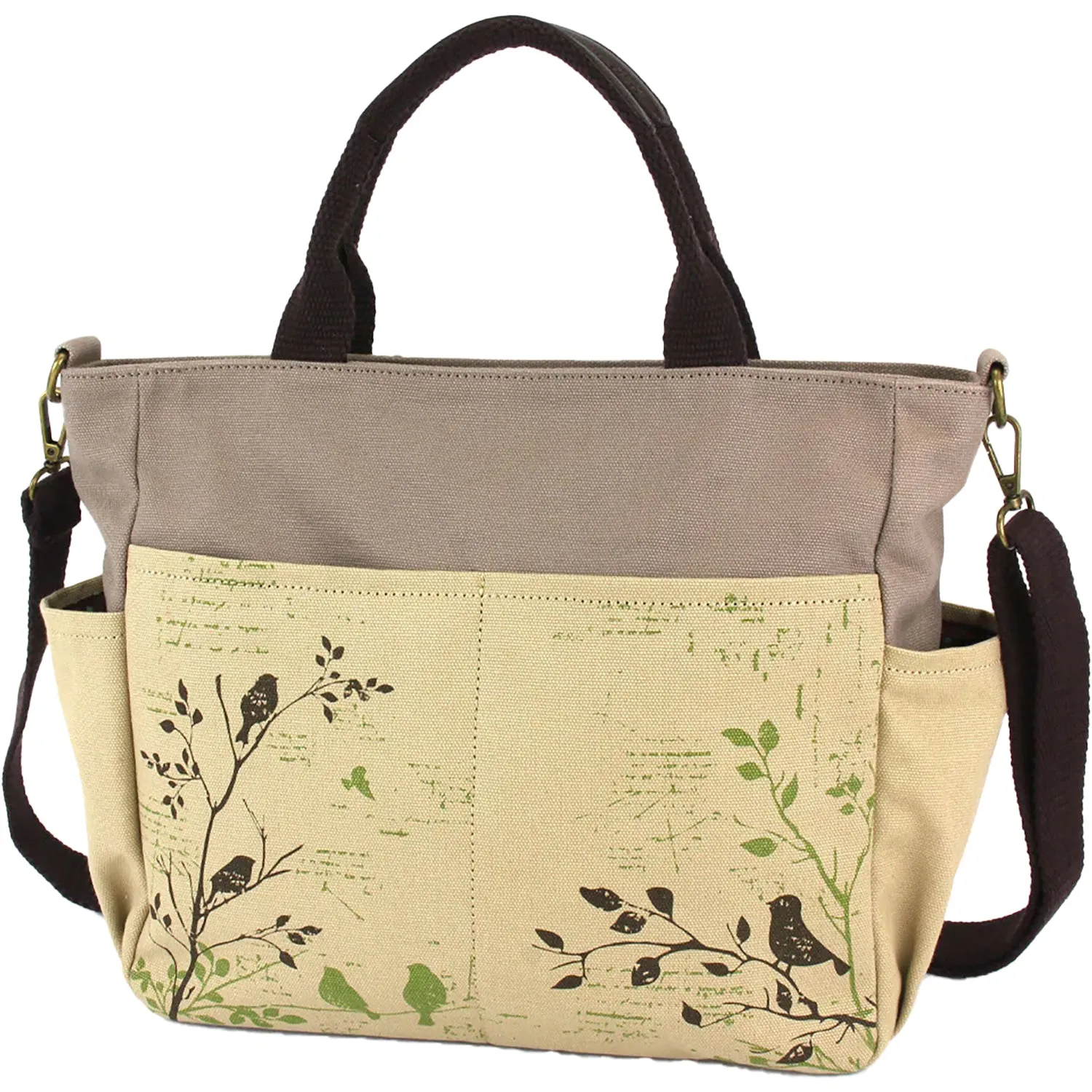 Chala Bird Safari Canvas Print Pocket Tote Sand