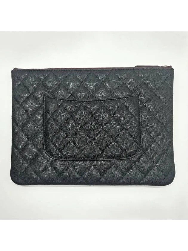 Chanel Classic Clutch Caviar Pouch Black Gold A82545