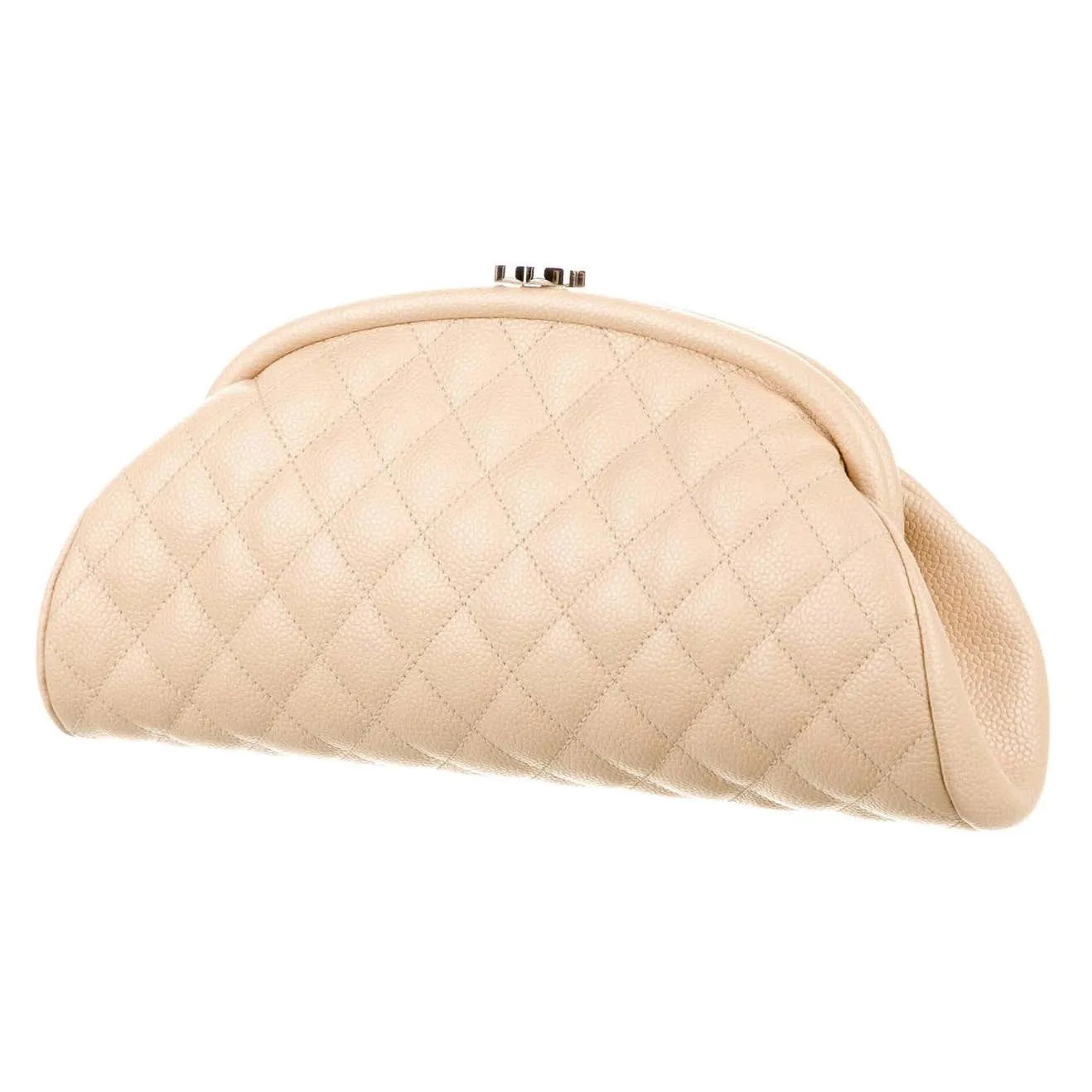 Chanel Classic Vintage Beige CC Diamond Quilted Caviar Timeless Clutch