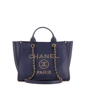 CHANEL Deauville Tote Studded Caviar Small