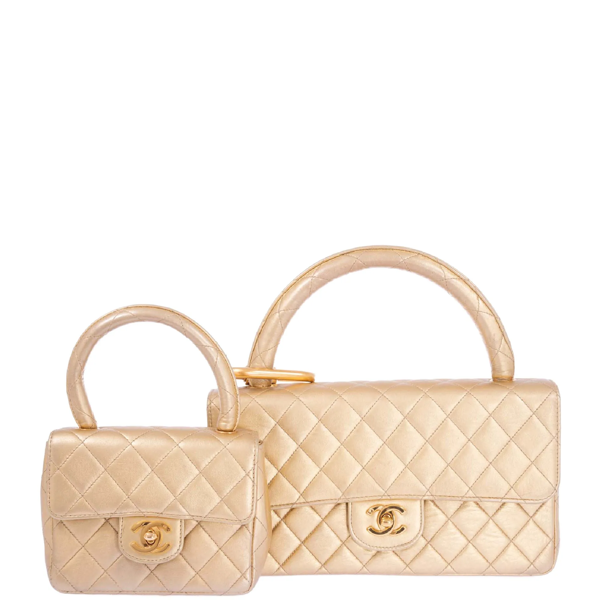 Chanel Vintage 1992 Classic Flap two-in-one Gold Metallic Bag