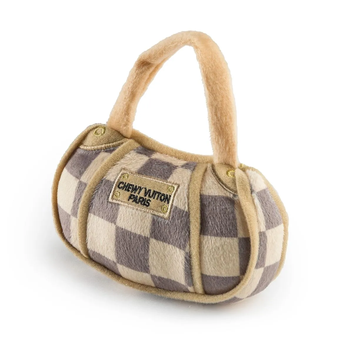 Checker Chewy Vuiton Purse Dog Toy