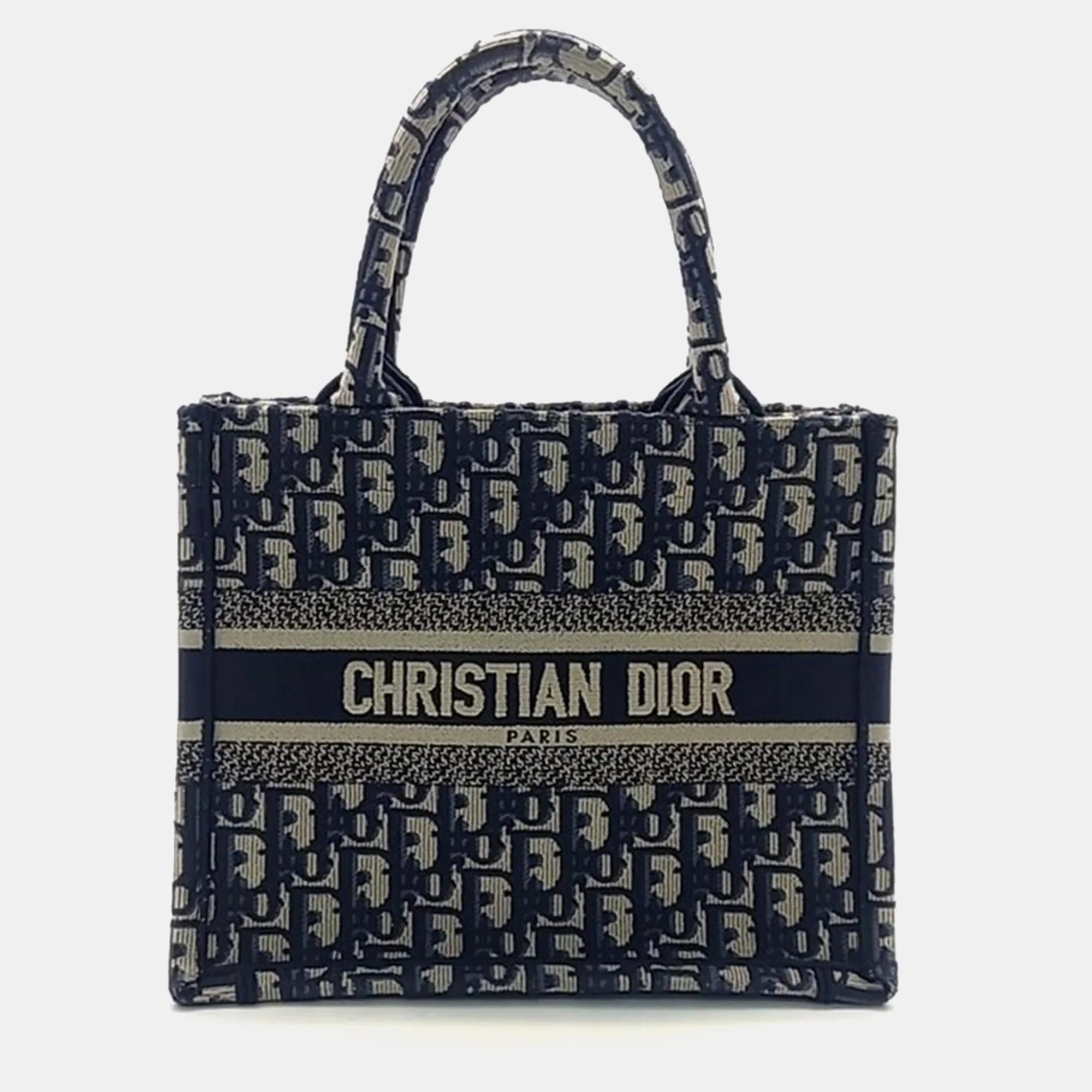 Christian Blue Oblique Canvas Book Tote Mini Bag