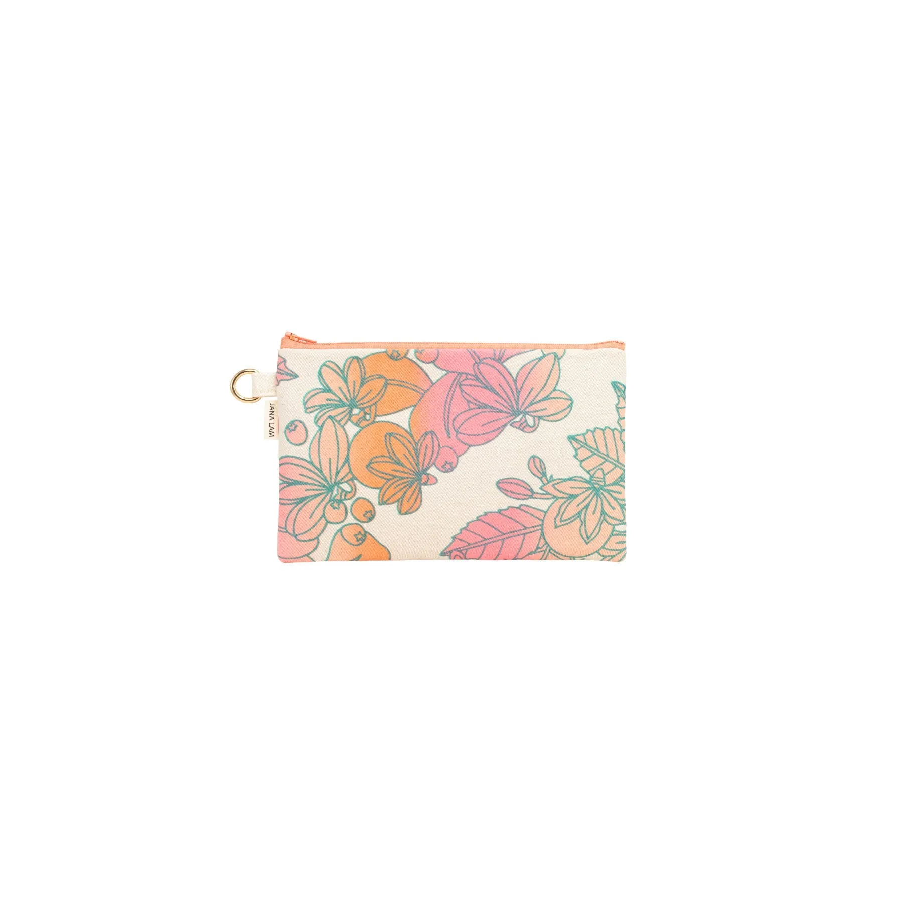 Classic Zipper Clutch • Naupaka • Teal over Pink and Orange Ombre