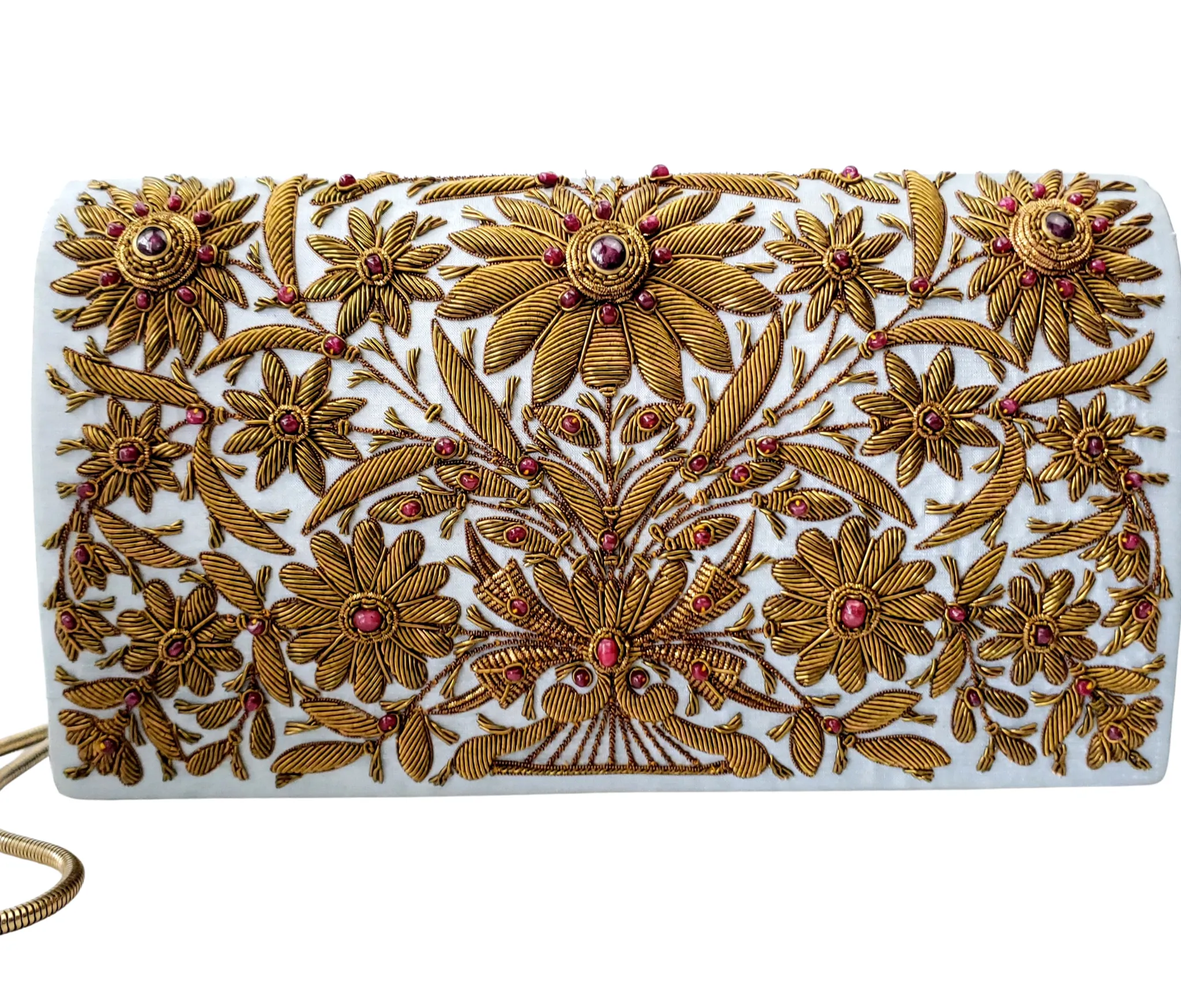 Copper Embroidered Handbag with Rubies