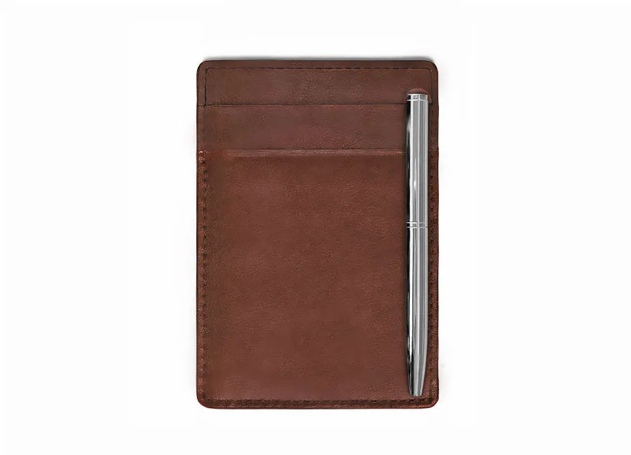 DAVEK SLIM WALLET with mini pen - BROWN