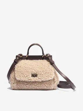 Dolce & Gabbana Girls Faux Shearling Handbag in Beige