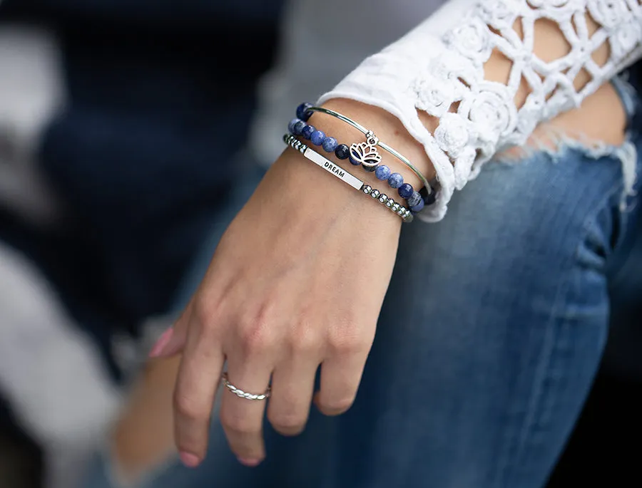 Dragonfly | Soft Bangle Charm Bracelet |  Hematite