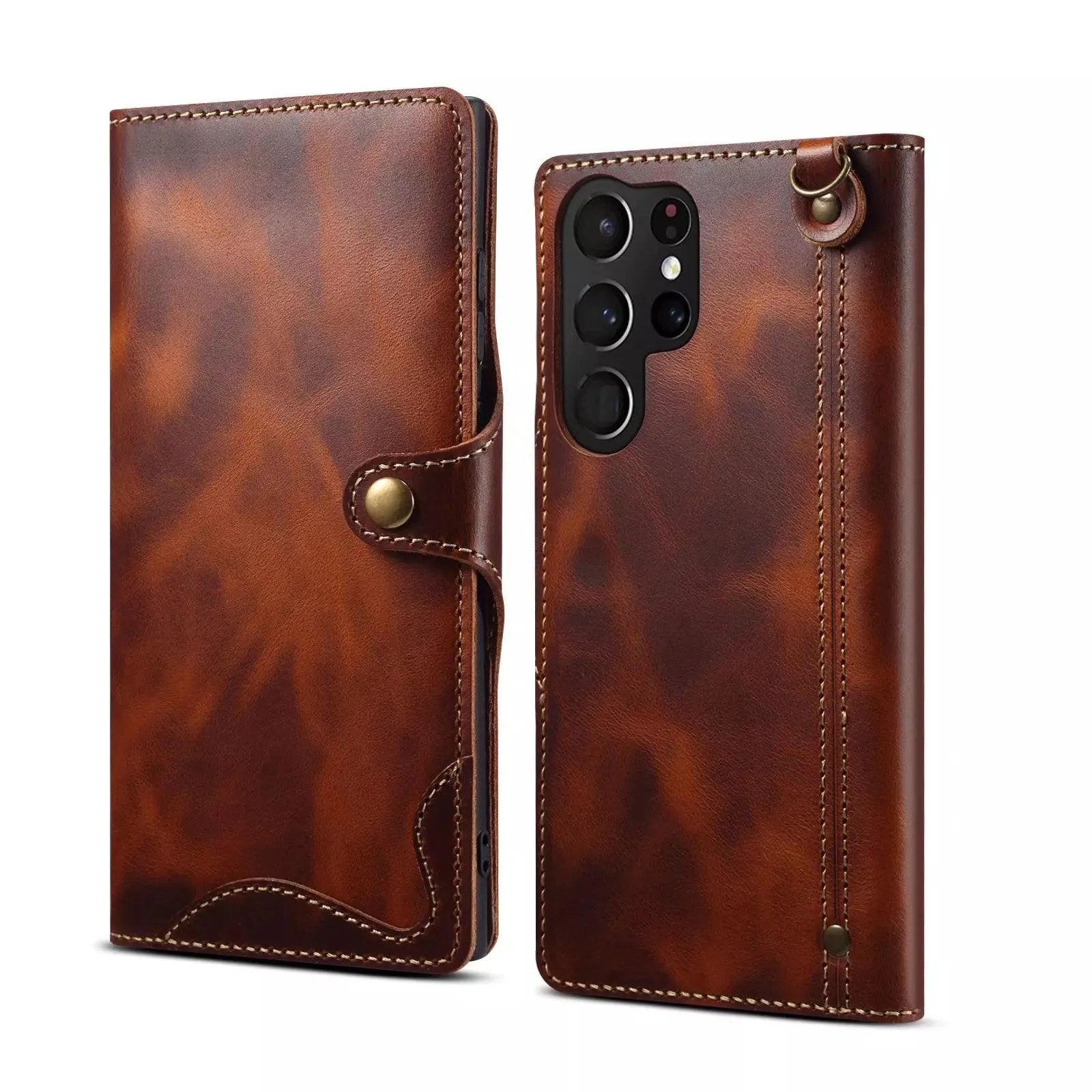 Galaxy S24 Ultra Real Cowhide Leather Wallet Case