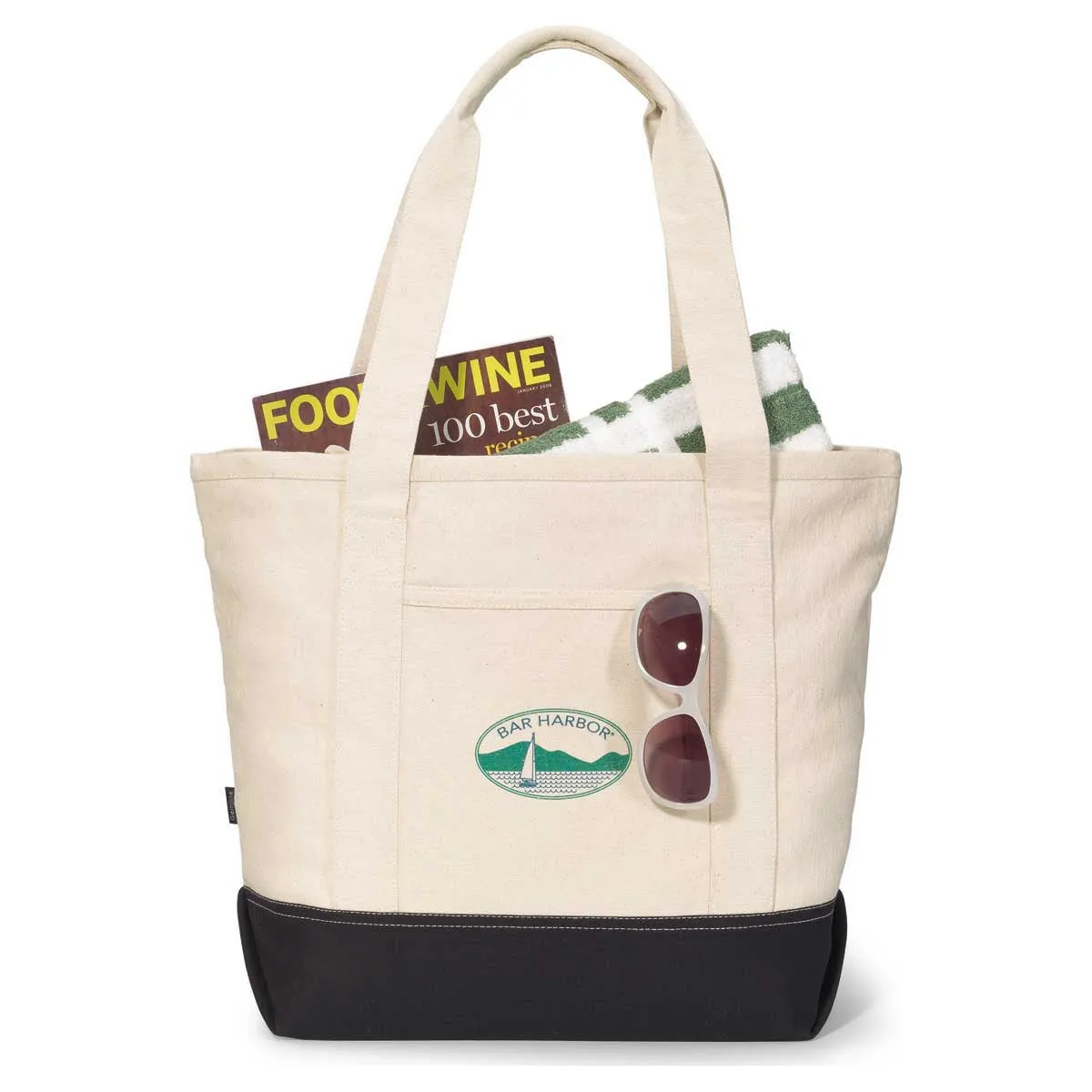 Gemline Black Newport Cotton Zippered Tote