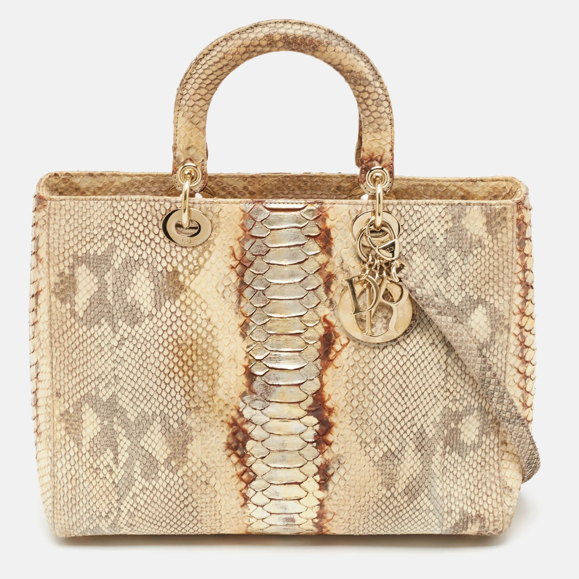 Gold/Beige Python Large Lady Tote