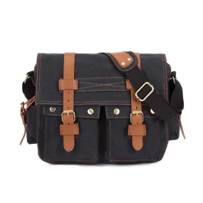 KAUKKO Canvas Messenger Bag - Vintage Crossbody Shoulder Bag Military Satchel