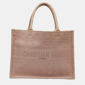 Light Pink Cannage Embroidered Canvas Book Tote