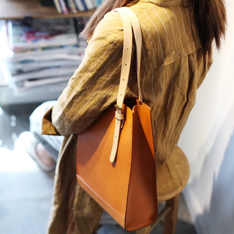 Medium Womens Brown Leather Tote Handbags Shoulder Tote Bags for Women