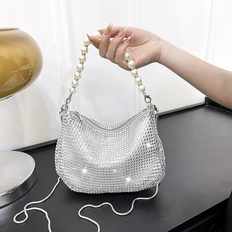 Opulent Pearl and Rhinestone Studded Handbag