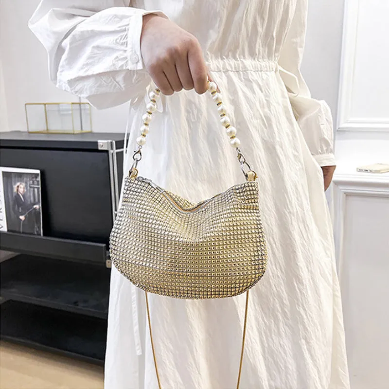 Opulent Pearl and Rhinestone Studded Handbag