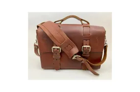 Seasoned No. 4313 - Minimalist Large Leather Satchel in Scotch Grunge with Rollerboard Strap and Rear Insert