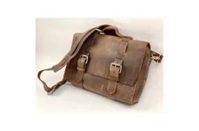 Seasoned No. 4313 - Minimalist Standard Leather Satchel in Crazy Horse with Rear Insert