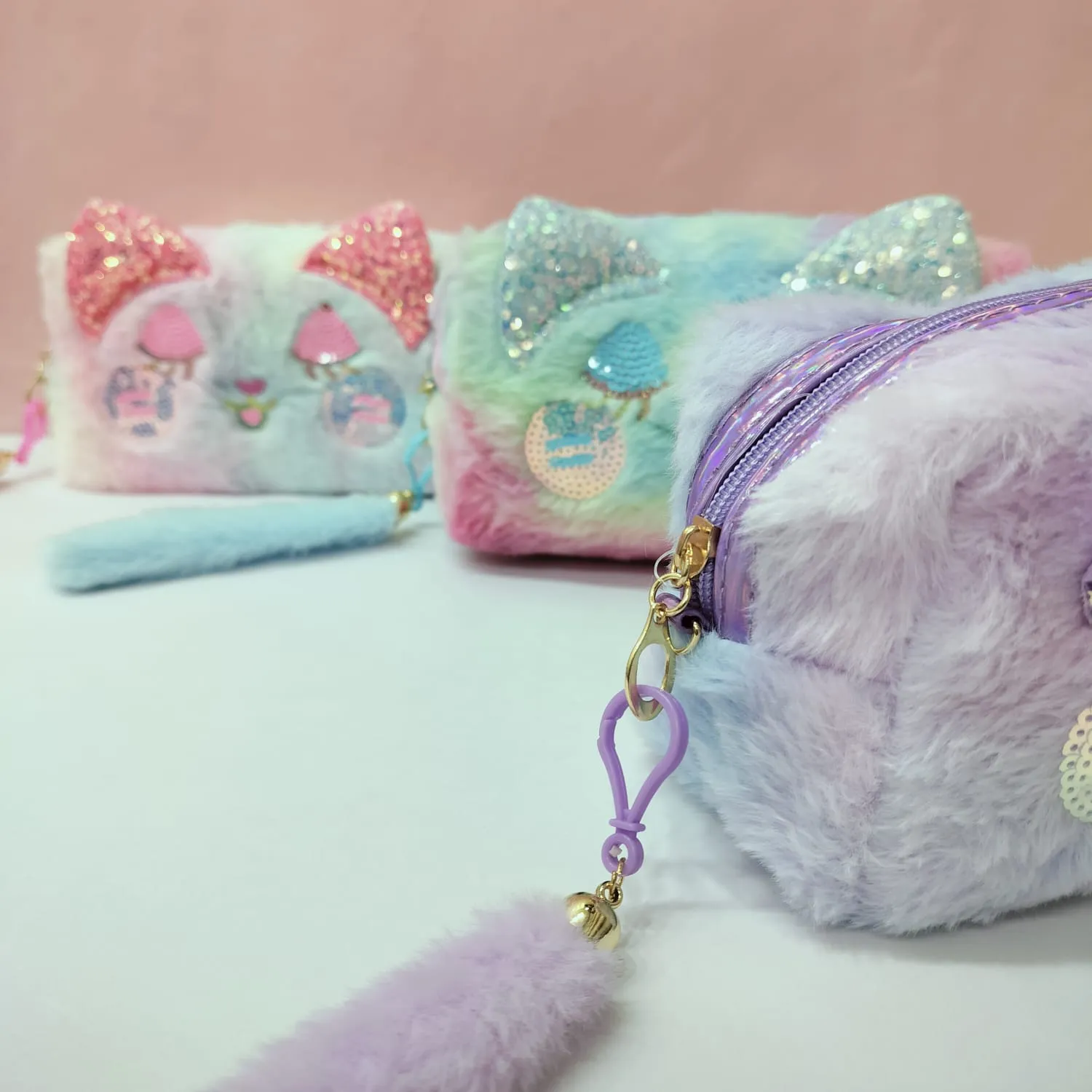 Soft Fur ,Cat  Theme Pouch.