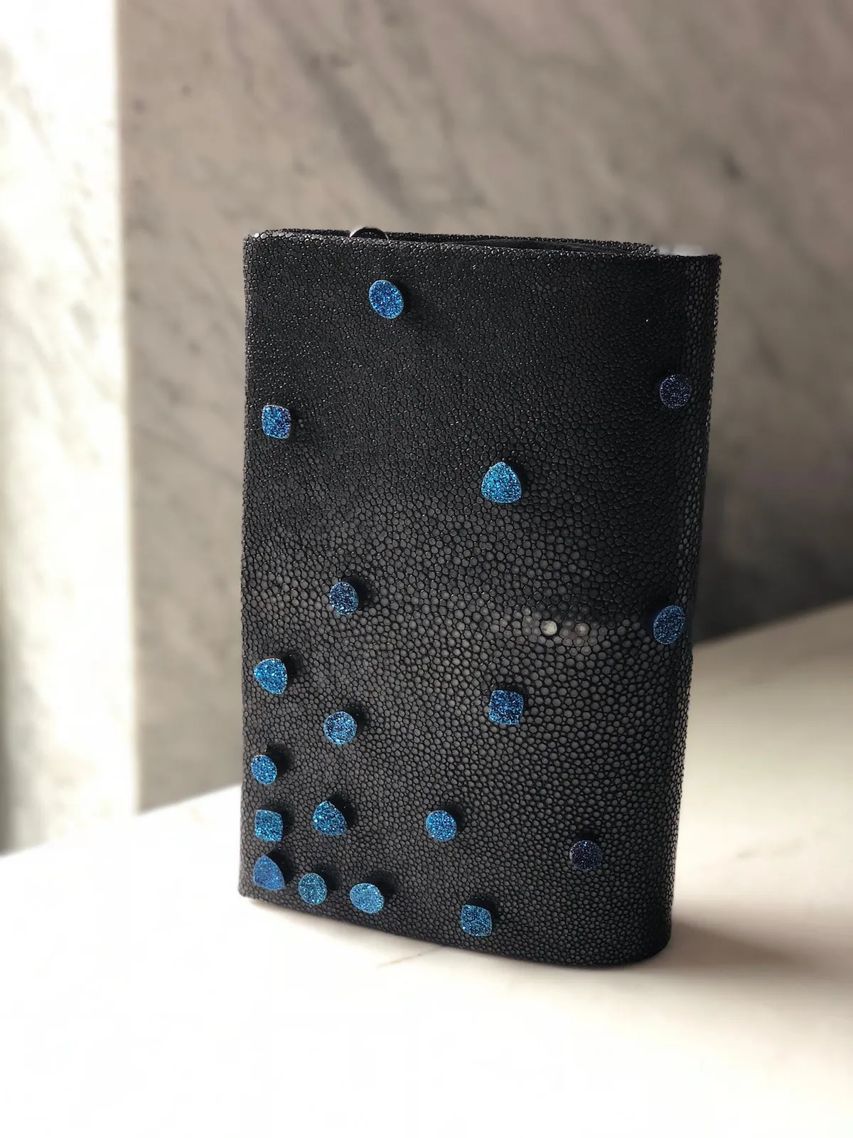 The Black Stingray & Colbalt Druzies Classic Clutch