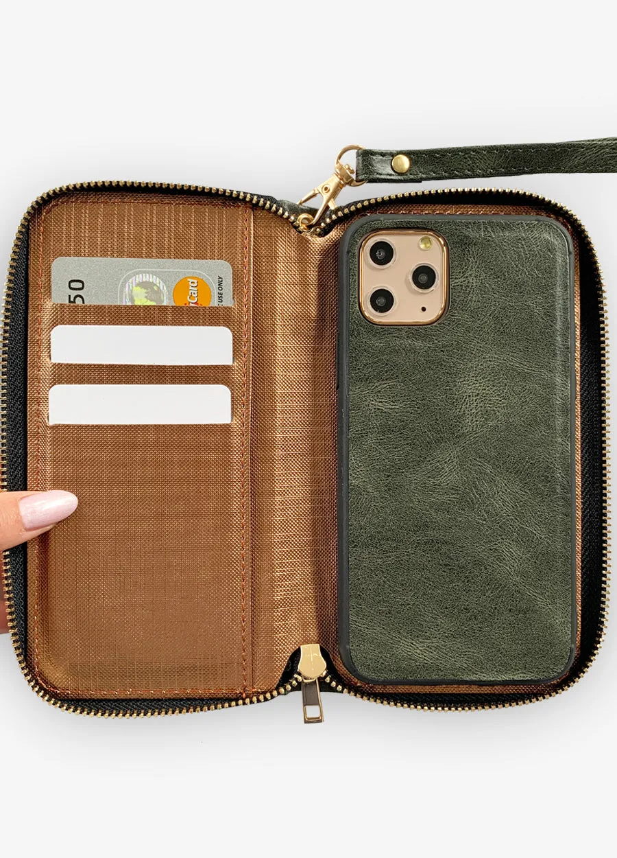 Ultra Slim Wristlet Phone Case in Olive