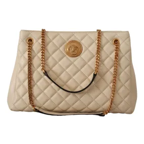 Versace Elegant Quilted Nappa Leather Tote