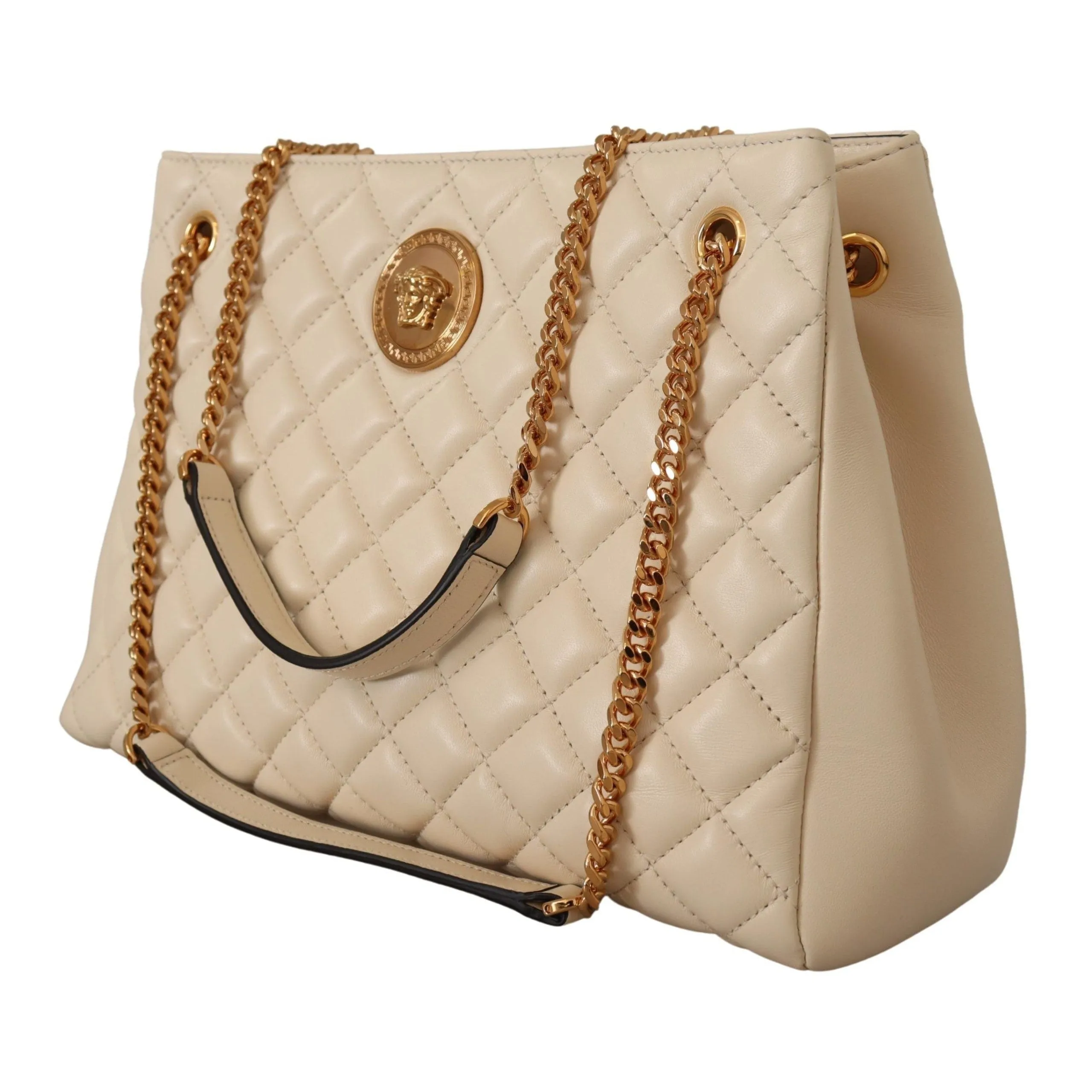 Versace Elegant Quilted Nappa Leather Tote